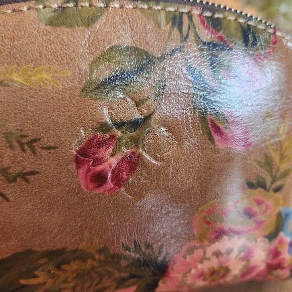 Patricia Nash Floral Print Leather Cosmetic Pouch Evening Bag - Picture 5 of 8